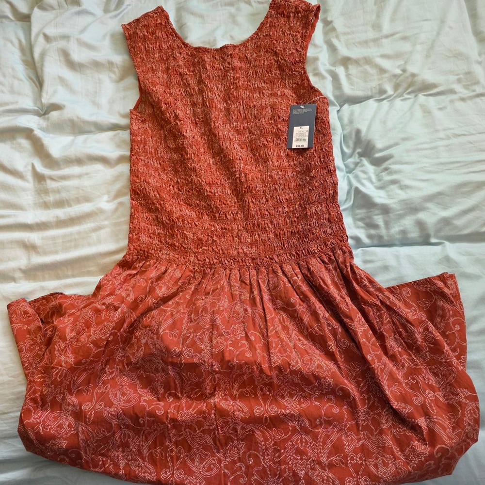 Universal Thread Rust Floral Smocked Bodice Midi Dress XL Sleeveless Boho